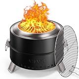 Ciays 19 Inch Smokeless Firepit, Portable for Outside Camping, Black