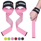 APEXUP Weight Lifting Straps for Weightlifting, Lifting Wrist Straps Gym, Deadlift Strap, Anti Slip Silicone Weightlifting Strap Men Women Powerlifting, Strength Training (Pink, 1 Pair)