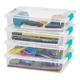 IRIS USA Storage Bins with Lids |Made in USA| 6 Qt - (4-Pack) - Clear