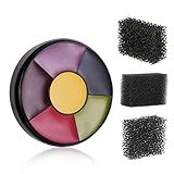 MEICOLY 6 Color Bruise Wheel for Special Effects,Hunting Camo Face Body Paint Kit,Light Green Gamora Witch Face Paint,Frost Bite,Trauma SFX Makeup Kit Halloween Makeup with 3pcs Stipple Sponges