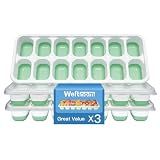 Ice Cube Tray with Lid, 3 Pack Silicone Easy-Release Ice Trays for Freezer, Stackable Ice Cube Molds for Drinks, Cocktails, Whiskey, Coffee - BPA-Free and Odor-Free,Ice Cube Trays for Freezer