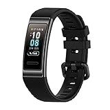 INF Watch Band for Huawei Band 3/3 Pro/4 Pro, Soft TPU Wrist Strap for Women/Men, Adjustable Breathable Sport Replacement Band with Metal Clasp(Black)