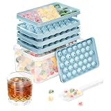 Optish 3 Pack Ice Trays for Freezer, 99 PCS Small Ice Cube Tray with Lid and Bin, Round Ice Cube Mold, Circle Ice Maker for Chilling Drinks (0.8 inch, Blue)