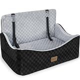 JOEJOY Dog Car Seat for Medium/Large Dogs - Reversible Dual-Sided Travel Dog Car Bed with Memory Foam, Washable Pet Booster Seat for Do gs up to 55 lbs or 2 Small Dogs, 2 Safety Leashes, Grey