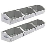 Homsorout Closet Organizers Bins 6 Packs - Large Closet Shelf Organizer with Handles, Fabric Trapezoid Storage Bins, Collapsible Storage Cubes for Clothes, Towels, Light Gray