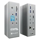 Plugable Thunderbolt 5 Dock: 16-in-1, Dual HDMI 2.1 Up to 8K 60Hz / 4K 144Hz, 140W Laptop Charging, 2.5GbE, Fanless, Driverless TAA Compliant Docking Station for MacBook Pro/Air & Windows (TBT-UDH2)