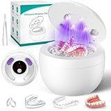 Upgraded Ultrasonic Retainer Cleaner Machine, 45kHz Ultrasonic Dentures Cleaner for Night Guards, Braces, Aligner, Toothbrush, Jewelry and More, 200ML Capacity, White