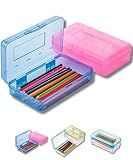Mr. Pen- Pencil Box, 2 Pack, Assorted Color for Kids, Plastic Hard Pencil Case, School Supply Crayon Small Storage Box