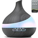 HJTHJT 500ML Essential Oil Diffuser: Aroma Diffuser with Remote Control for Hotel Spa Yoga Room - Humidifier with 14 Colors LED Night Light for Bedroom Home Relaxation (Ink Black)
