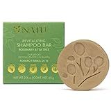NATÚ BOTANICALS Revitalizing Shampoo Bar – Tea Tree Shampoo with Mint and Rosemary Oil for Hair Growth - Gently Cleanses & Promotes Healthy Hair – Eco-Conscious, Zero-Waste, Sulfate-Paraben-Free 2.3oz