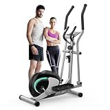 Dripex Elliptical Exercise Machine, Elliptical Machine for Home with 16 Resistance Levels, Quiet & Smooth Magnetic Elliptical Training Machines with 13.2 lb Flywheel, LCD Monitor & Pulse (Silver)