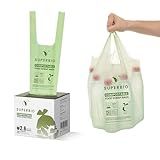 SUPERBIO 2.6 Gallon Compostable Bags with Handles, 100 Count,1 Pack, Food Scrap Bags Certified by BPI and OK compost INDUSTRIAL, 9.84L