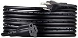 Amazon Basics Extension Cord, 15 Ft, 3-Prong Outlet Extender, Indoor, 13 Amps, 125V, Black