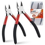 2PCS Heavy Duty Wire Cutters Set, 5 inch & 6 inch Electrical Diagonal Cutting Pliers, High Carbon Steel, Anti-Slip Handle, for Crafting, Jewelry Making, Electricians