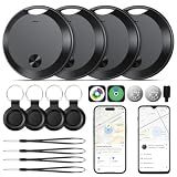 2026 Air Tracker Tags Item Locator for Android & iOS Bluetooth Tracker Smart Tags Compatible with Apple Find My (iOS) & Google's Find Hub(Android) for Keys, Luggage, Wallet, Vehicles Black (4 Pack)