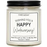 Happy Workiversary Candle – Funny Employee Appreciation Gift – Vanilla Scented, 100% Soy Wax – Office Gift for Coworkers, Boss, Team, Work Anniversary – Made in USA - Funny Candles
