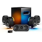 SteelSeries Arena 9 Illuminated 5.1 Desktop Gaming Speakers – 5.1 USB Surround Sound – Wireless Rear Speakers – 2-Way Speaker Design – Subwoofer – RGB Light, Bluetooth – PC, PlayStation, Mobile, Mac