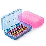 Mr. Pen- Plastic Pencil Case Box, 2 Pack, Large Crayon Marker Pen Organizer