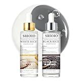 Black and white rice exfoliation essence,rice peel shot,Gentle exfoliation，Deep cleansing to remove dead skin cells，, Minimize pores suitable for all skin types, (2 pieces black + white)