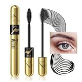 Tubing Mascara Instant Extensions - Black 2-1 Curling Eyelashes and No Clumping, Waterproof Mascara for Volumizing and Lengthening, Create Natural Eye Makeup (0.28 fl. oz)