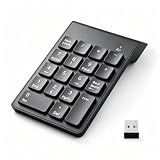 NOOX Wireless Number Pad, Portable Numeric Keypad 2.4G 18 Keys 10 Key USB Keypad for Laptop/Notebook/Surface Pro/PC, Financial Accounting Number Pad Keyboard - Black