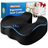BlissTrends Memory Foam Seat Cushion for Office Chair & Car Seat, Black