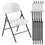 Nazhura 350 Weight Limit Heavy Duty Plastic Folding Chair with Reinfoced Steel Frame for Indoor and Outdoor, Wedding, Party, Restaurant, Meeting Room, Patio and Garden (White, 6 Pack)