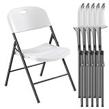 Nazhura 350 Weight Limit Heavy Duty Plastic Folding Chair with Reinfoced Steel Frame for Indoor and Outdoor, Wedding, Party, Restaurant, Meeting Room, Patio and Garden (6, White)