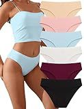 WAYIQE Women's Seamless Underwear, No Show Stretchy Bikini Panties, Ladies Breathable High-waisted underwear, Size XL, Multicolor, 6-Pack