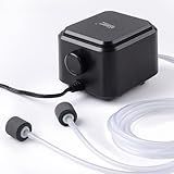 hygger Quiet <30dB Aquarium Air Pump, Adjustable Low Decibel Oxygen Fish Tank Pump 2 Air Outlets Ultra Silent Powerful Aerator Pump with Accessories Max 80GPH/160GPH/255GPH(3.5W,Up to 120Gallon)