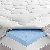 BedStory Mattress Topper Twin Size, Dual Layer Pillow Top and Gel Memory Foam Bed Toppers 3.6 Inch, Combination of Comfort and Support, White
