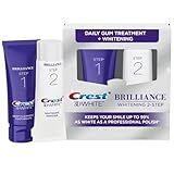 Crest 3D White Brilliance 2 Step Kit, Crest 3D White Toothpaste, Deep Clean Toothpaste (4oz) + Teeth Whitening Gel (2.3oz)