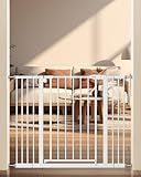 keny 29"-42.5" Baby Gate for Stairs, Auto Close Safety Dog Gate, Pressure Mounted Easy Walk Through Pet Gate for Doorways, Durable Stair Gate, 30" Tall, White