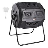 VEVOR Compost Bin, 43-Gal Dual Chamber Composting Tumbler, Large Tumbling Rotating Composter with 2 Sliding Doors and Steel Frame, BPA Free Composter Bin Tumbler for Garden, Kitchen, Yard, Outdoor
