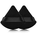 2 Pcs EVAOUXIU Triangle Powder Puff for Face Powder, Soft Plush Setting Makeup Puff, Velour Cosmetic Foundation Blender Sponge Beauty Makeup Tools (Black)
