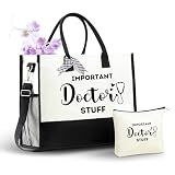 Doctor Gifts for Women, Tote Bag with Top Zipper Closure and Shoulder Strap