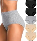 IROCUE High Waisted Postpartum Underwear Full Coverage Cotton Womens Underwear Soft Stretch Panties Comfort Breathable Underpants Multipack-M