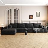 135" Oversized Compressed Sectional Sofa - 33D High-Density Foam Cloud Couch with Deep Seat - Minimalist 3-Piece Corduroy Upholstered Boneless Modular Lounge Couch