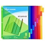8-Tab Binder Dividers - Index Pockets Divider for 3 Ring Binders, 3-Hole Plastics Sheets Protectors for US Letter Size in 0.5'', 1'', 2'', 3 inch Binders, 8 Colors (XY004) (1 Pack)