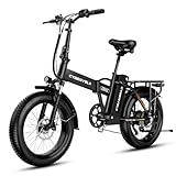 CBVELO 1000W Folding Electric Bike, 48V 20AH Large Removable Battery E Bike, 30+MPH, 80 Miles Max Range, 20" Fat Tire Electric Bike for Adults, Adult Electric Bicycles for Long Commutes