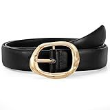 JASGOOD Women Leather Belt for Jeans Pants Ladies Casual Waist Belt Fashion Women Belt with Gold Buckle