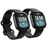 2 Pack Waterproof Bands Compatible with Fitbit Versa 4 / Versa 3 / Sense 2
