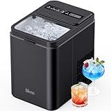 Silonn Ice Maker Countertop, 8 Ice Cubes in 6 Mins, 26.5 lbs/24H, 2 Bullet Ice Sizes, Self-Cleaning Bullet Ice Maker, Portable Ice Machine for Kitchen, Party, Office, and RV Camping
