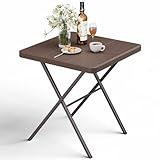 FurniEdge Folding Table, Portable Square Foldable Table No Assembly, Heavy Duty Steel Frame Indoor Outdoor Camping Patio Table with 400 LBS Capacity, Picnic Card Table for Backyard, RV, Small Spaces
