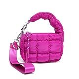 DOYOGI Mini Quilted Wristlet Bag for Women, Puffer Handbags,Evening Bags,Charm Lipstick Bag,Cute bag Charm for Gift (Rose red)