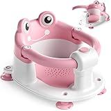 Baby Bath Seat for Babies 6 Months & Up - Toddler Bath Seats for Baby Sitting Up with 4 Suction Cups & Soft Cushion, Non-Slip Infants Shower Bathtub Chair for Newborn Girls, Pink