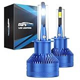 Marsauto - H1 High Performance Halogen Headlight Bulb, 60000 LM 1200% Brighter 6500K White, High Beam, Low Beam and Fog Replacement Bulb, Brighter Downroad with Whiter Light (Contains 2 Bulbs)