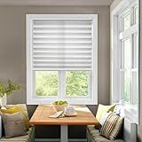 BlindsAvenue Cordless Pleated Window Shades, Easy Install, No Drill No Tools, White, Light Filtering Blinds, Size 27" W x 64" H