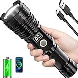 Flashlights High Lumens Rechargeable, 10000LM LED Super Bright Flash Light, Zoomable Linternas with LCD Digital Display, 5 Mode, Waterproof, Powerful Tactical Flashlight for Emergencies Camping Gift