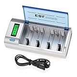 EBL Smart Battery Charger for C D AA AAA 9V Ni-MH Ni-CD Rechargeable Batteries with Discharge Function & LCD Display